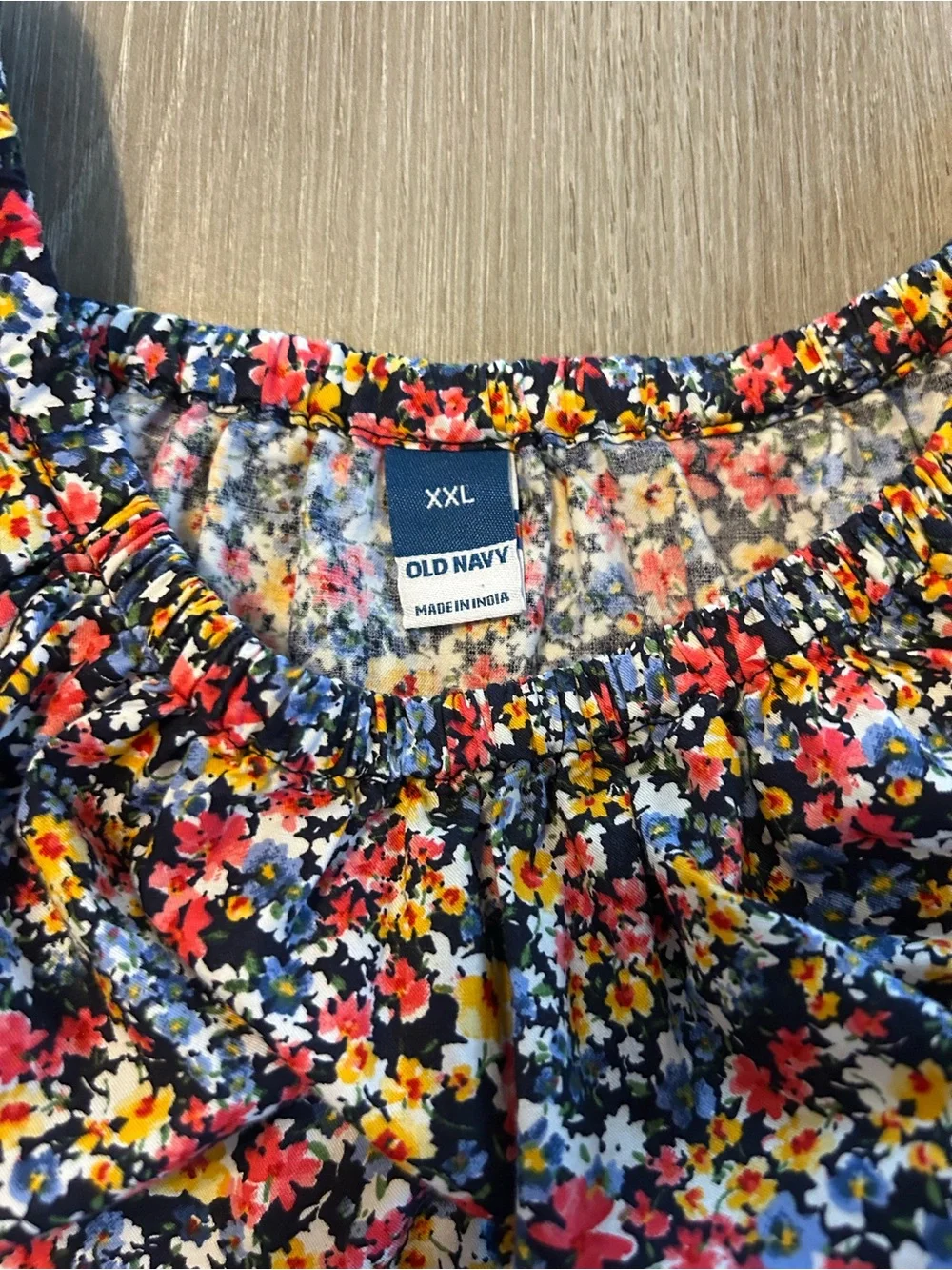 Old Navy Floral Puff Sleeve Babydoll Blouse Size XXL 100% Cotton Top Cottagecore